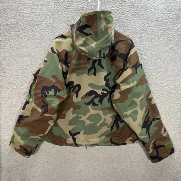 Vintage Military Jacket Adult Medium Short Woodland Camo Chemical Protective NFR - Picture 2 of 16